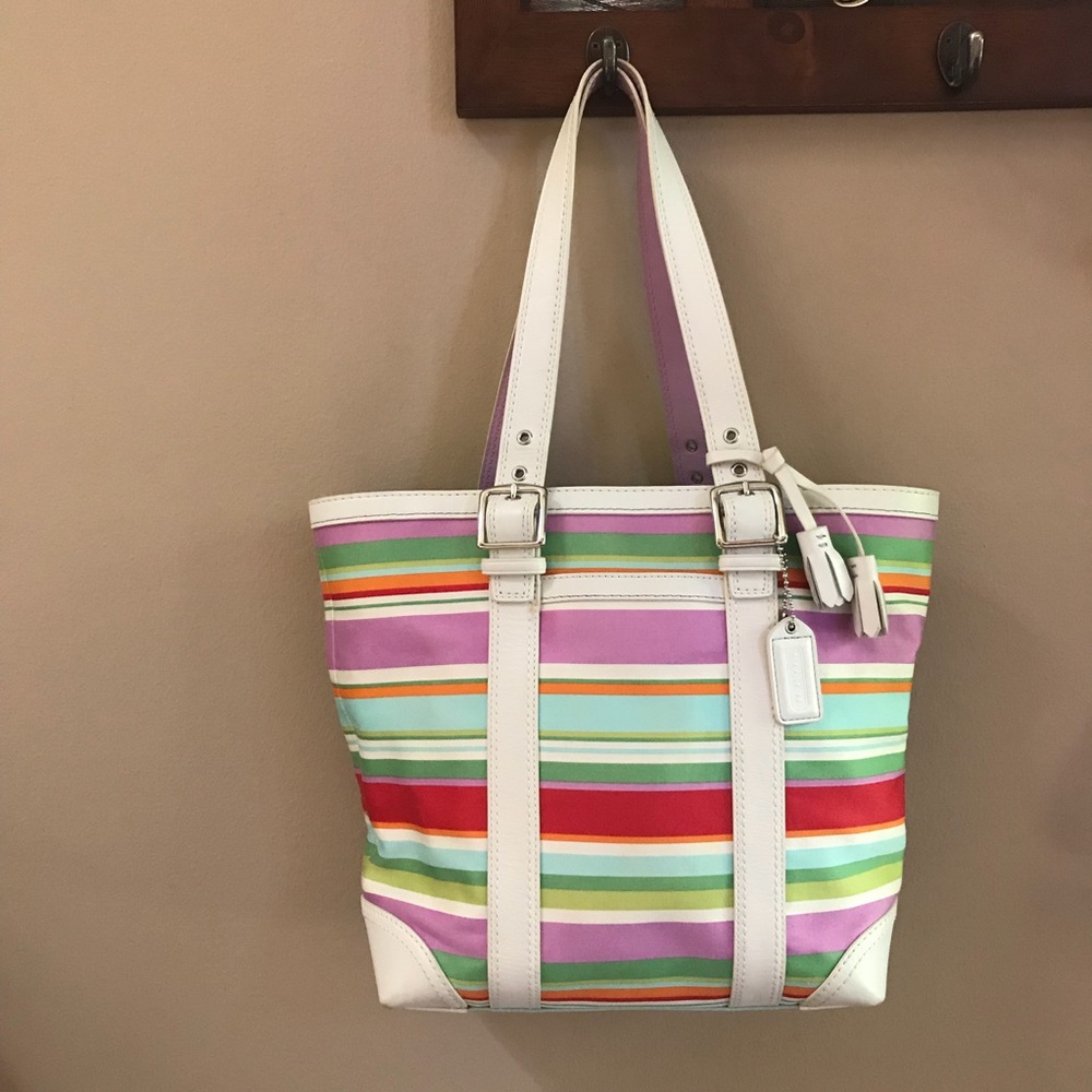 COACH Hampton Multicolored Striped Shoulder Bag